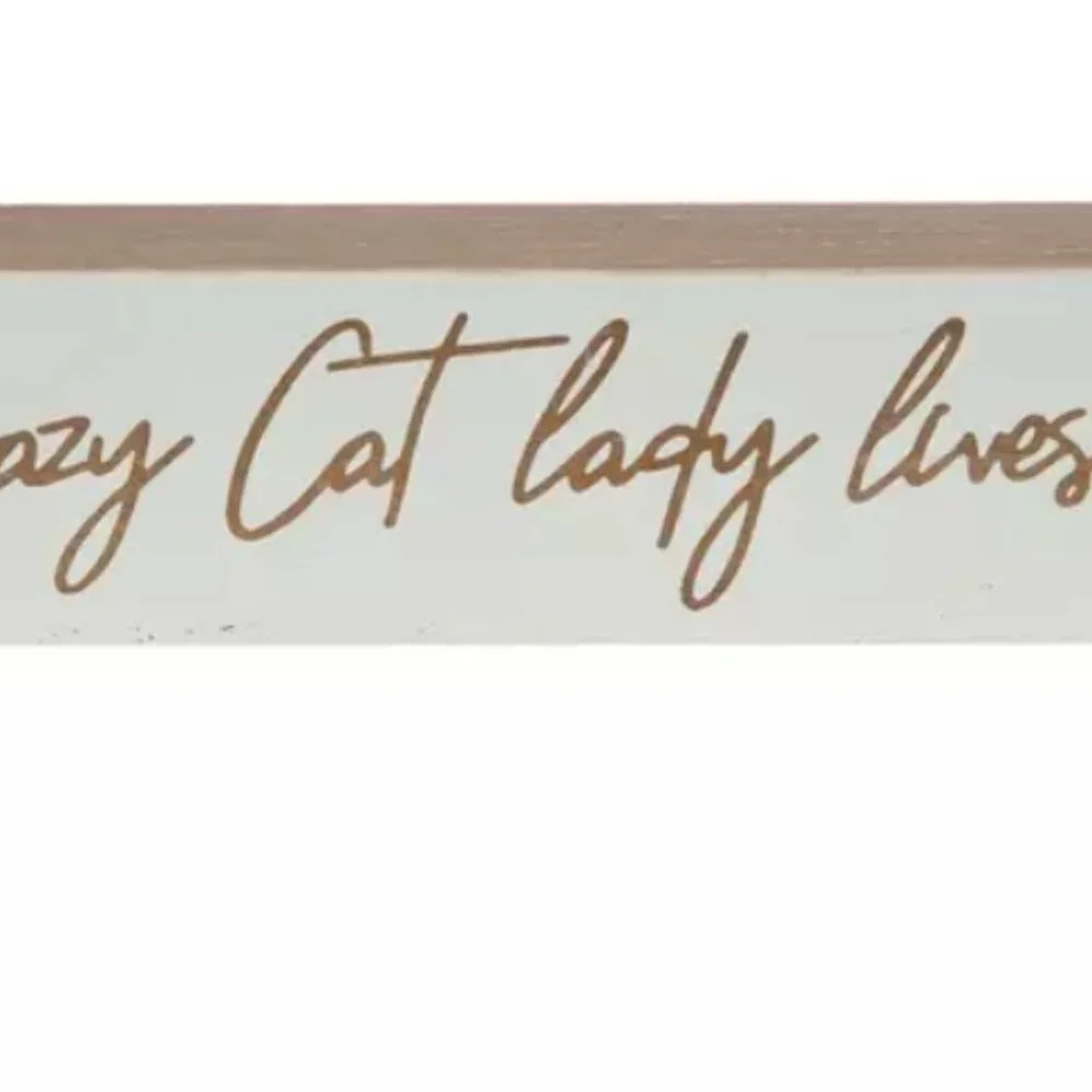 Crazy Cat Lady Lives Here Wood Block Dimensions: 1.63